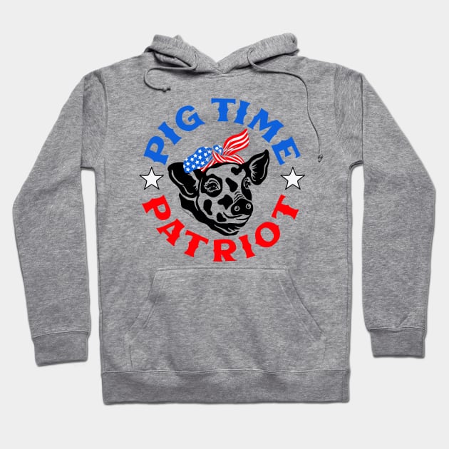 Funny 4th of July Animal Pig Time Patriot Hoodie by DoubleBrush